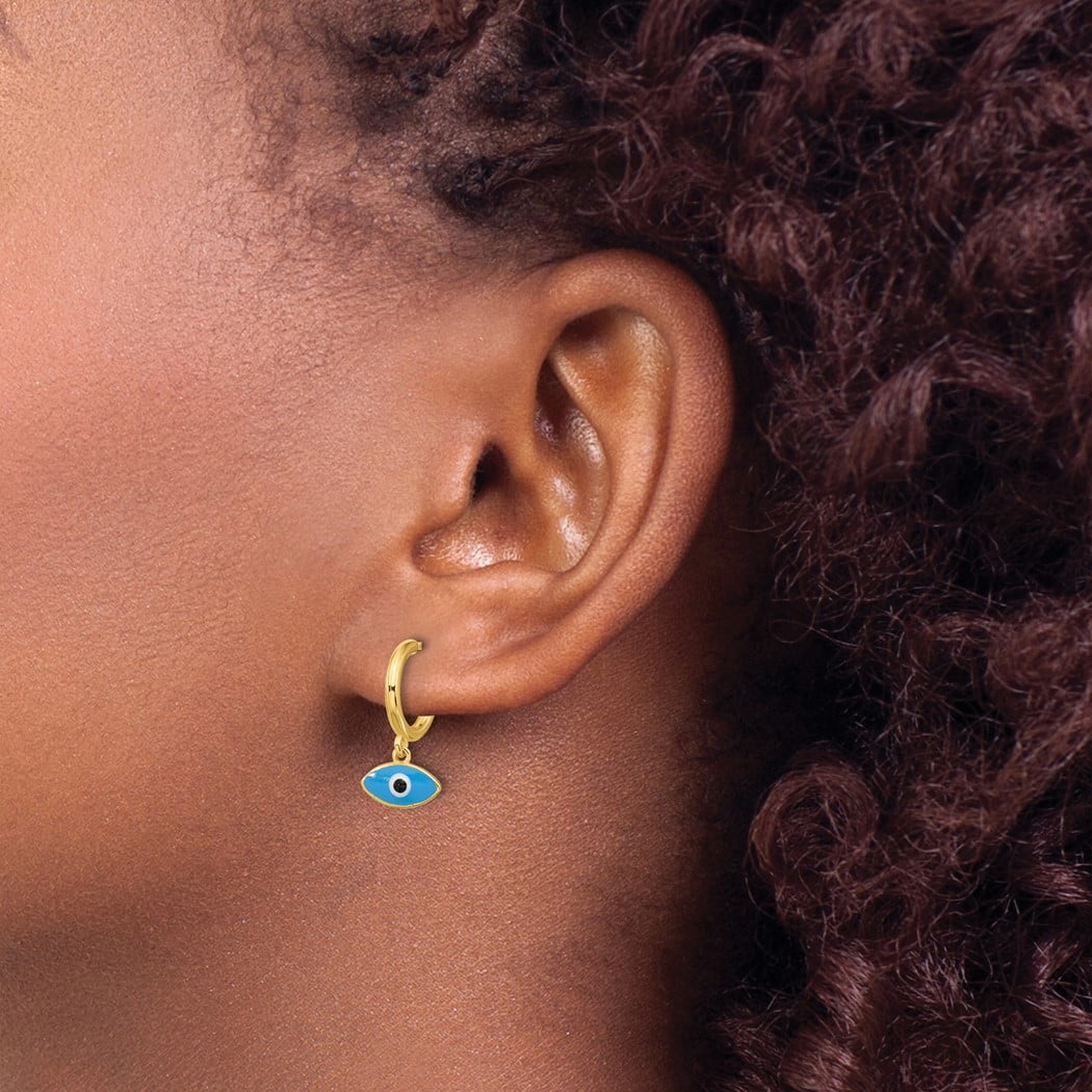 Diamond Evil Eye Stud Earrings With Lashes in 14k Gold - KAMARIA